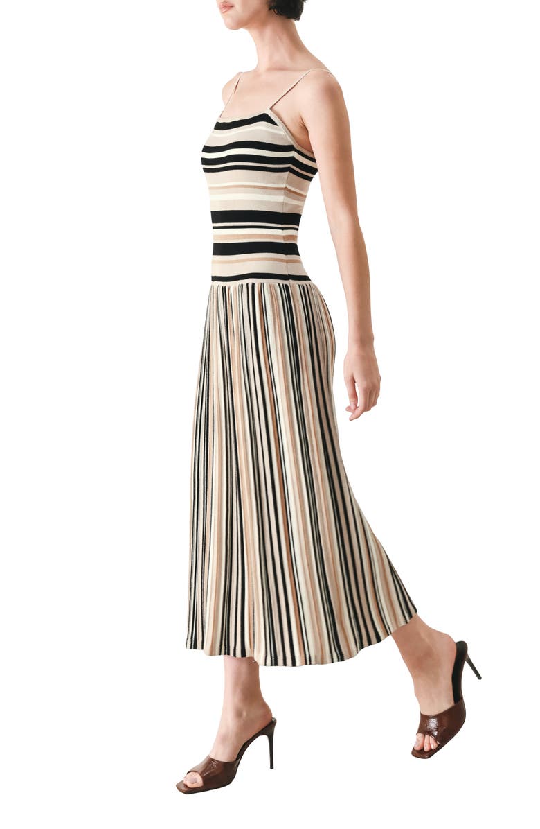 FREEMARKET Stripe Sleeveless Cotton Knit Maxi Dress, Alternate, color, Taupe/ Black