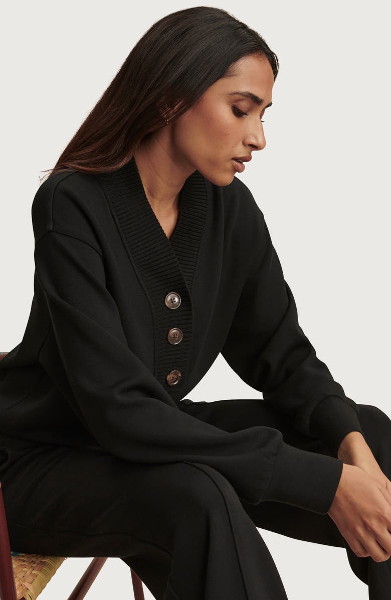 Varley Lucine Half Placket Sweatshirt, Alternate, color, Black