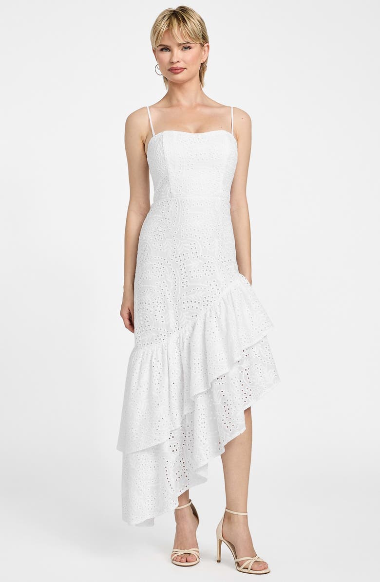 GUESS Joyce Embroidered Eyelet Cotton High-Low Dress, Alternate, color,