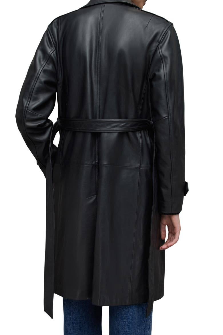 Okena Leather Trench Coat, Alternate, color, BLACK