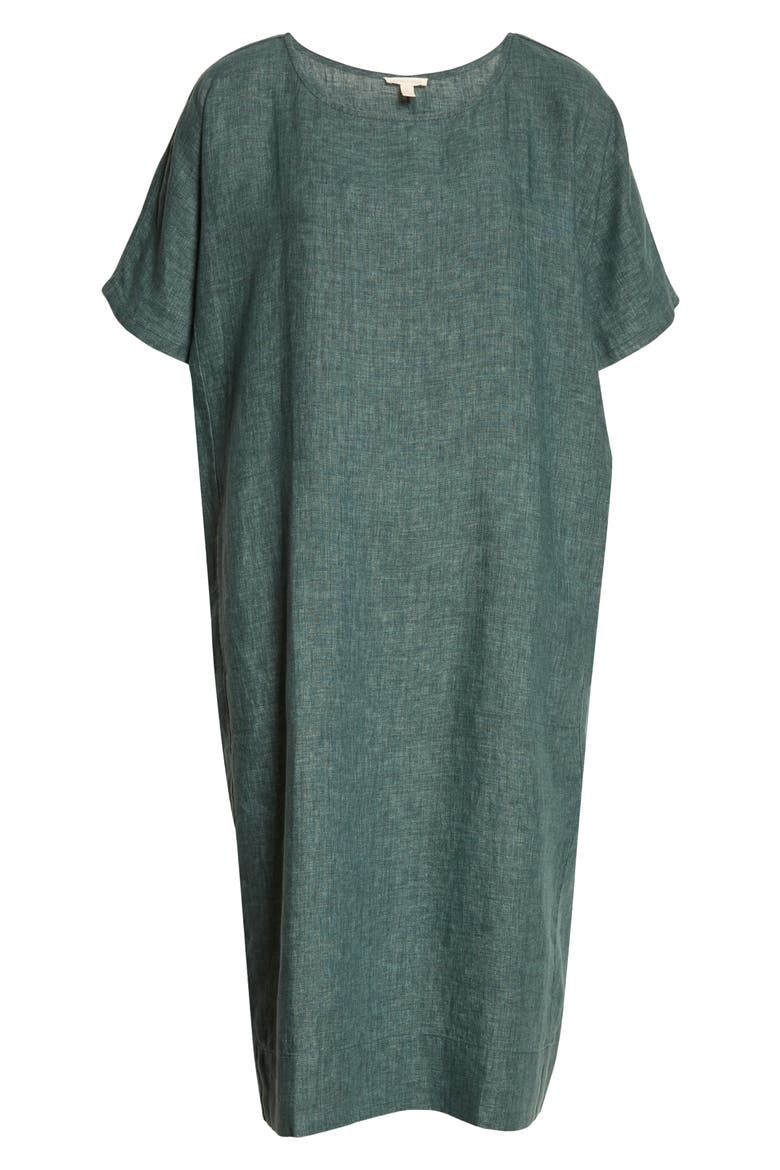 Organic Linen Shift Dress, Alternate, color, AGEAN