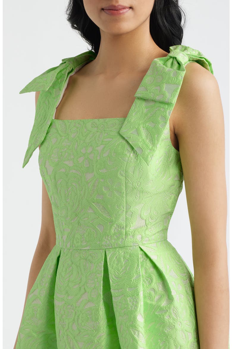 Cerese Bow Shoulder Pleated Skirt Dress, Alternate, color, PISTACHIO MACARON FLORAL