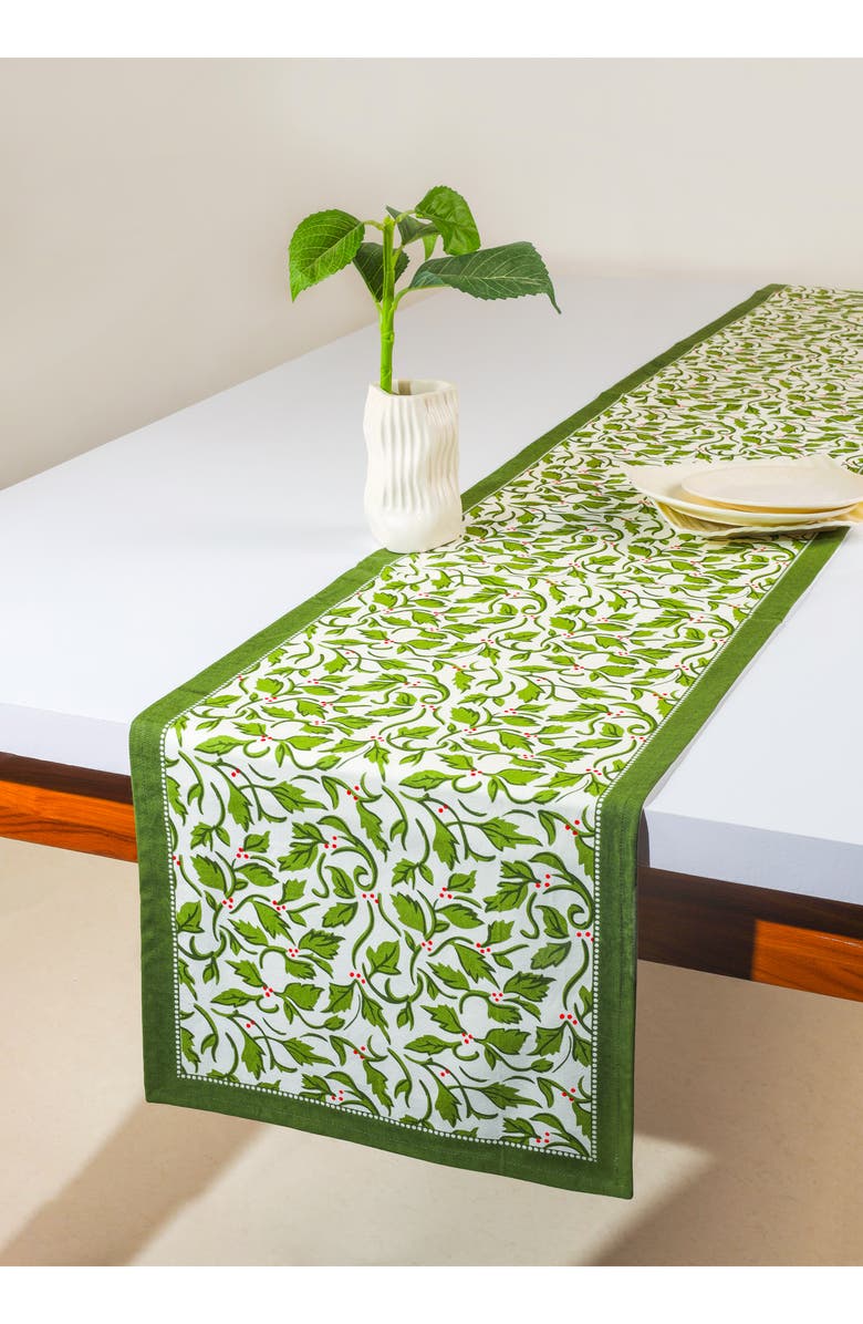 Tiramisu Print Cotton Table Runner, Alternate, color, Green