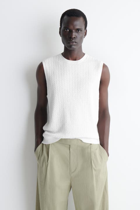 Cable-knit Cotton-linen Tank Top