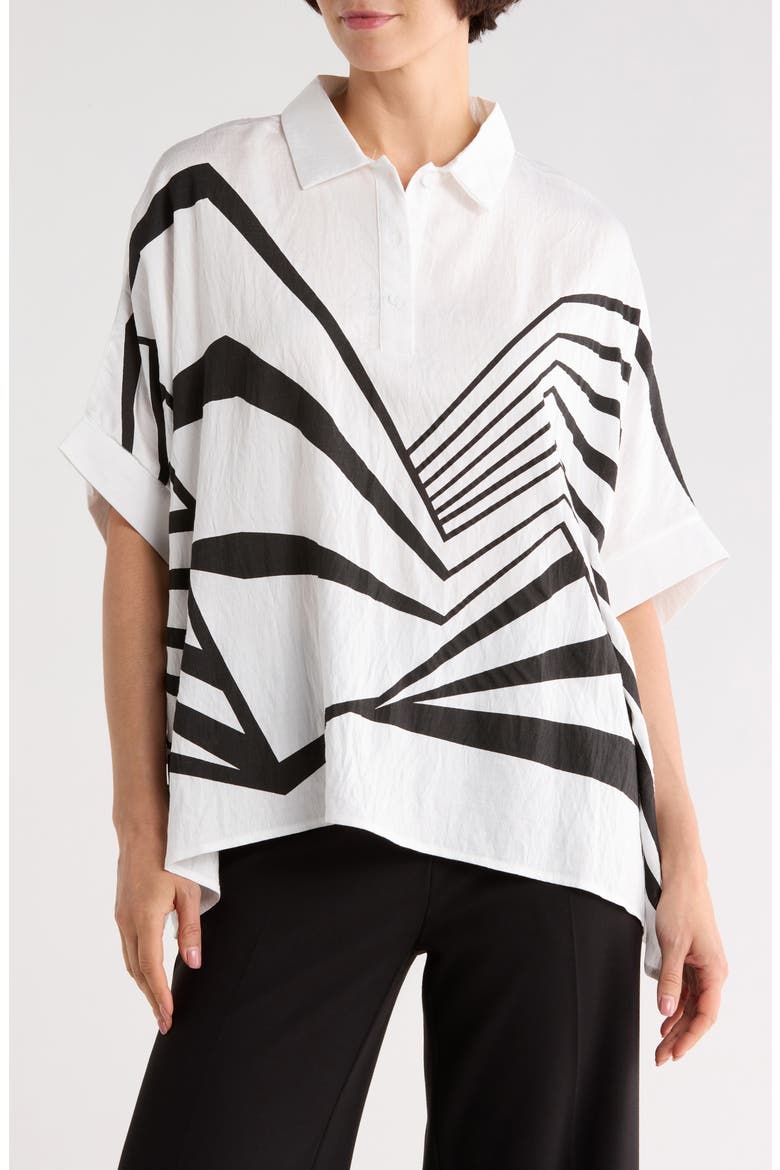 Geo Print Boxy Top, Main, color, WHITE