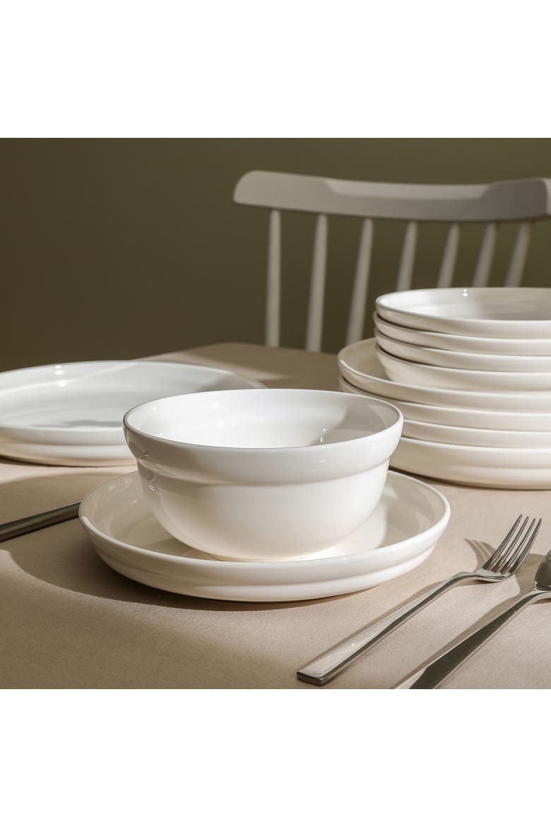 Virtuo Porcelain 24-Piece Dinnerware Set, Alternate, color, White