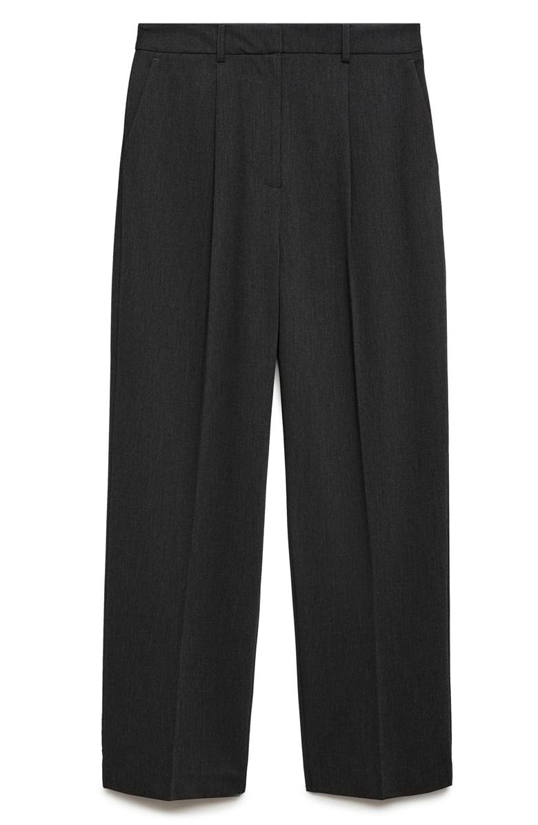 MANGO Pleated Straight Leg Ankle Pants, Alternate, color, Grey