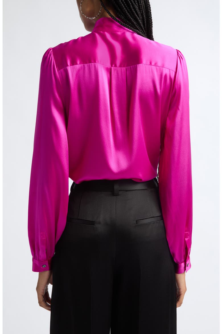 Theresa Silk Blend Tie Neck Shirt, Alternate, color, RASPBERRY