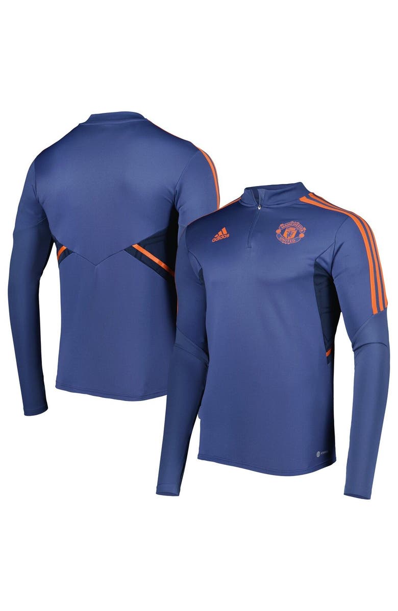 adidas Men's adidas Navy Manchester United Team Training AEROREADY Quarter-Zip Top, Main, color, 
