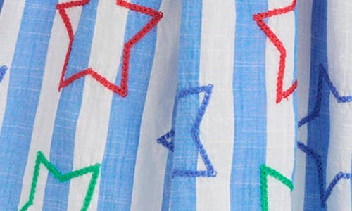 Shop Mini Boden Kids' Remy Stripe Star Embroidered Cotton Button-up Sundress