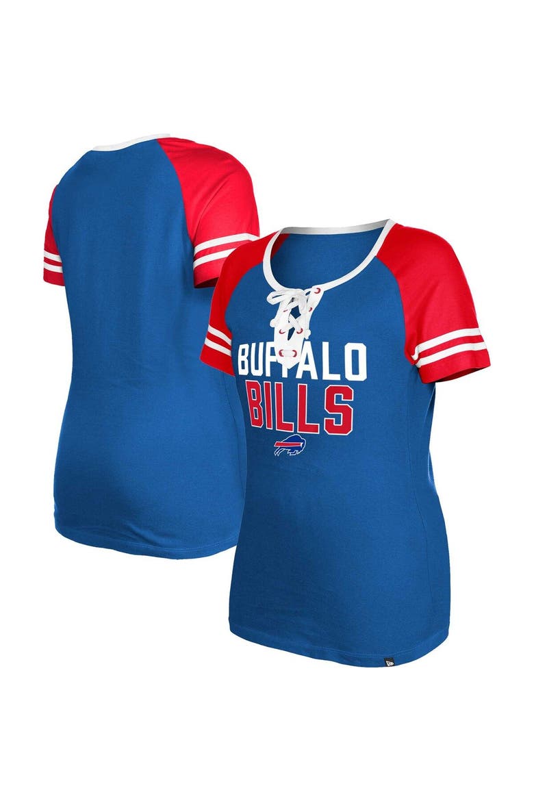 Women's New Era  Royal Buffalo Bills Raglan Lace-Up T-Shirt, Main, color, Royal