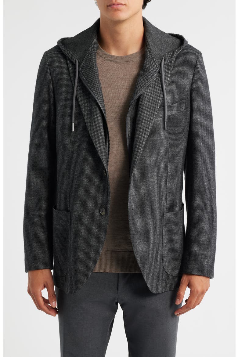 Wolsey Charcoal Grey Microcheck Knit Sport Coat with Removable