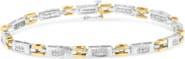 Haus of Brilliance 10K Two-Tone Gold Princess Cut Diamond Geo Link Bracelet