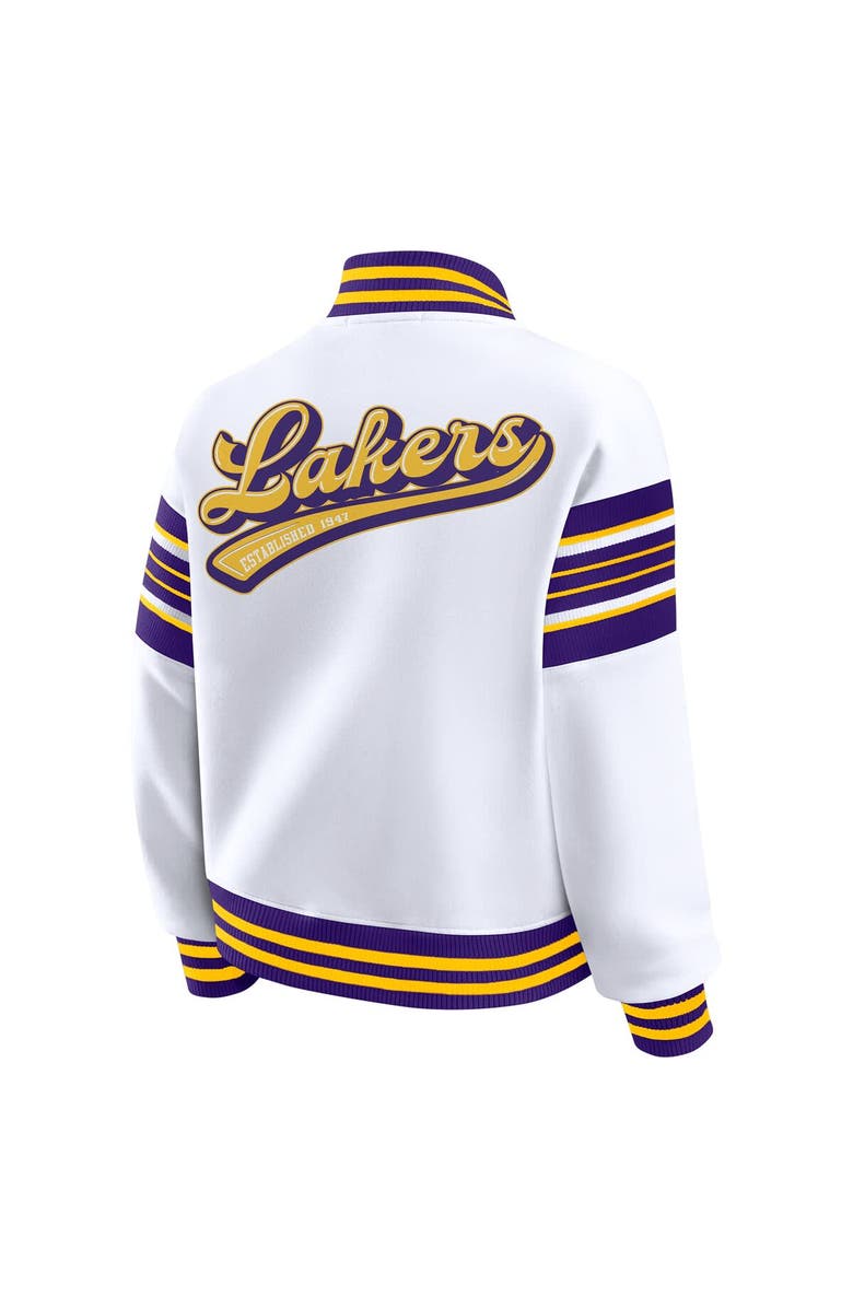 WEAR by Erin Andrews Women's WEAR by Erin Andrews White Los Angeles Lakers Snap Front Fleece Sweatshirt, Alternate, color, White