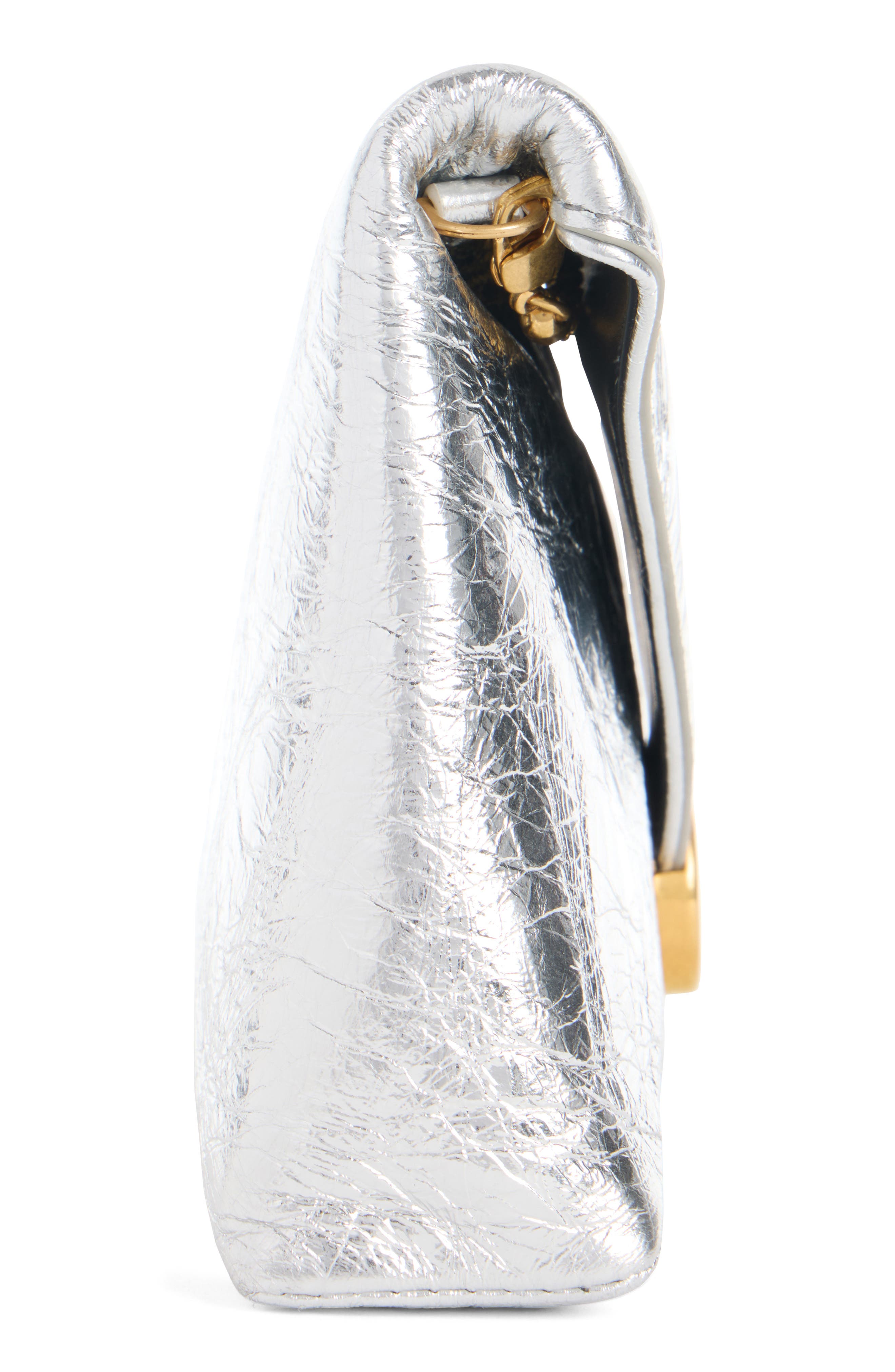 Dries Van Noten Metallic Leather Envelope Clutch, Alternate, color, Silver 952