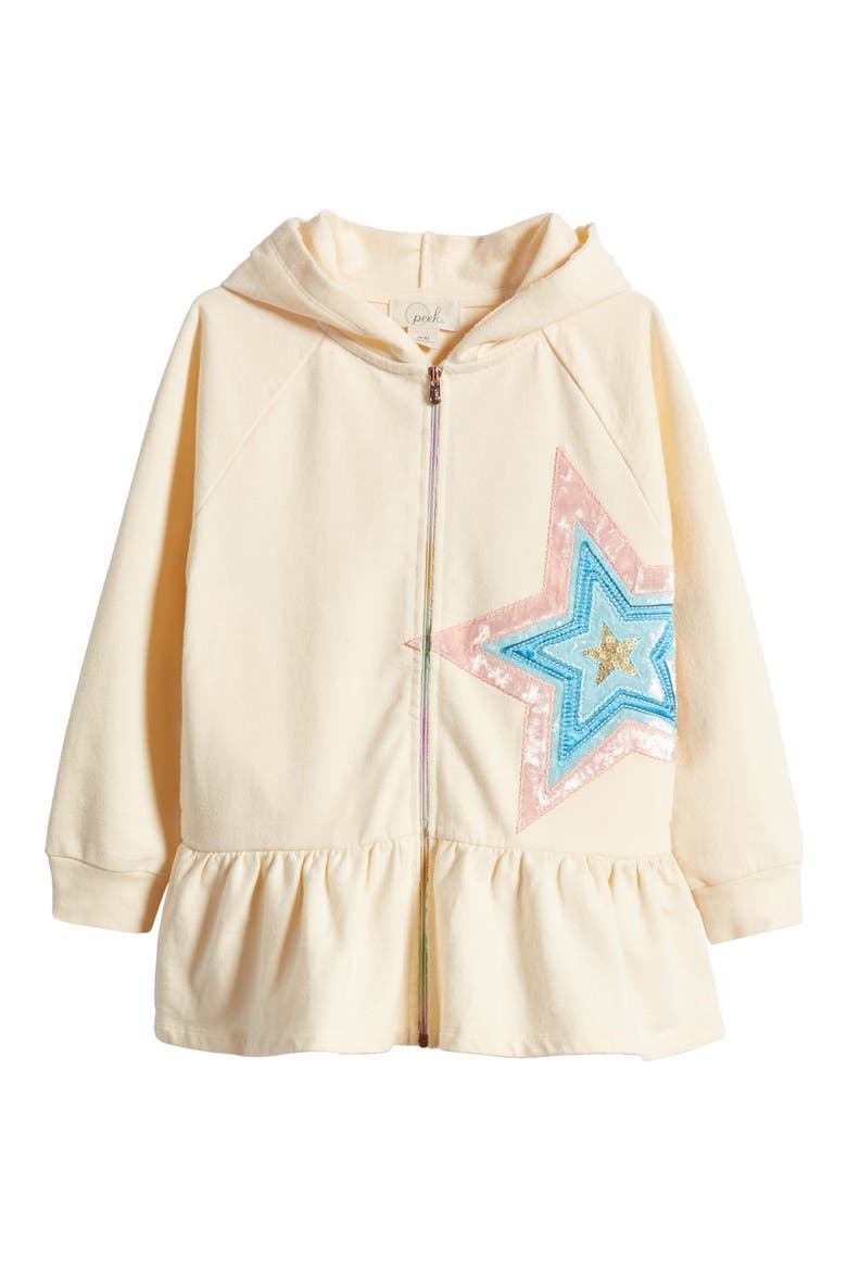 Kids' Wishing Star Cotton Hoodie, Main, color, OFF-WHITE