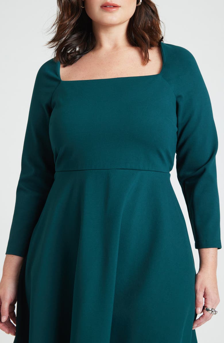 ELOQUII Square Neck Three Quarter Sleeve Fit & Flare Dress | Nordstromrack ELOQUII Square Neck Three Quarter Sleeve Fit & Flare Dress | Nordstromrack
