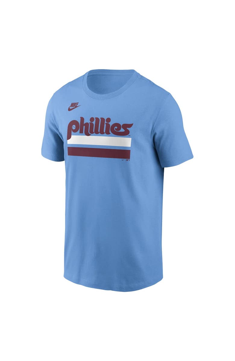 Nike Men's Nike  Light Blue Philadelphia Phillies Two Bar Cooperstown Collection Wordmark T-Shirt, Alternate, color, 