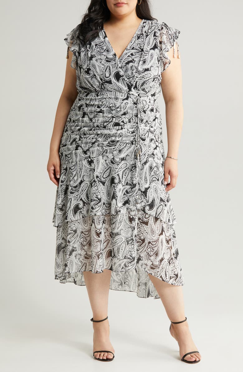 Tahari ASL Print Ruched Maxi Dress, Alternate, color,