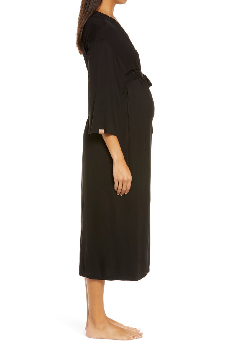 Maternity/Nursing Robe, Alternate, color, BLACK AND TAN