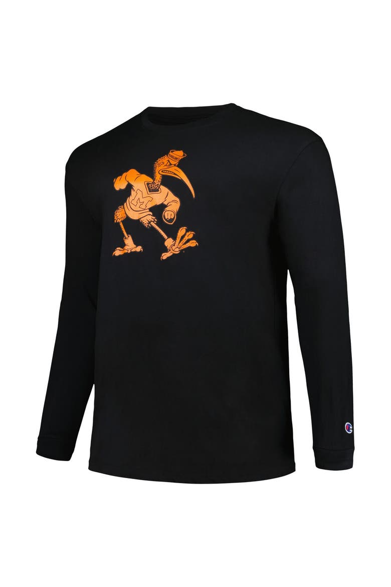 Men's Profile Black Miami Hurricanes Big & Tall Pop Long Sleeve T-Shirt, Alternate, color, Black
