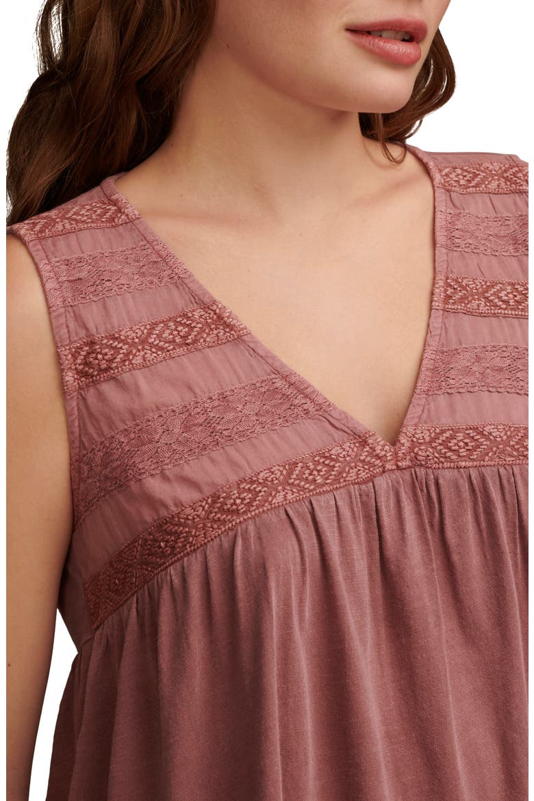 Lace Trim Tunic Tank, Alternate, color, ROSE BROWN