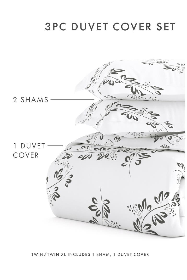 Home Spun Premium Ultra Soft 3-Piece Simple Vine Print Duvet Cover Set, Alternate, color, GRAY