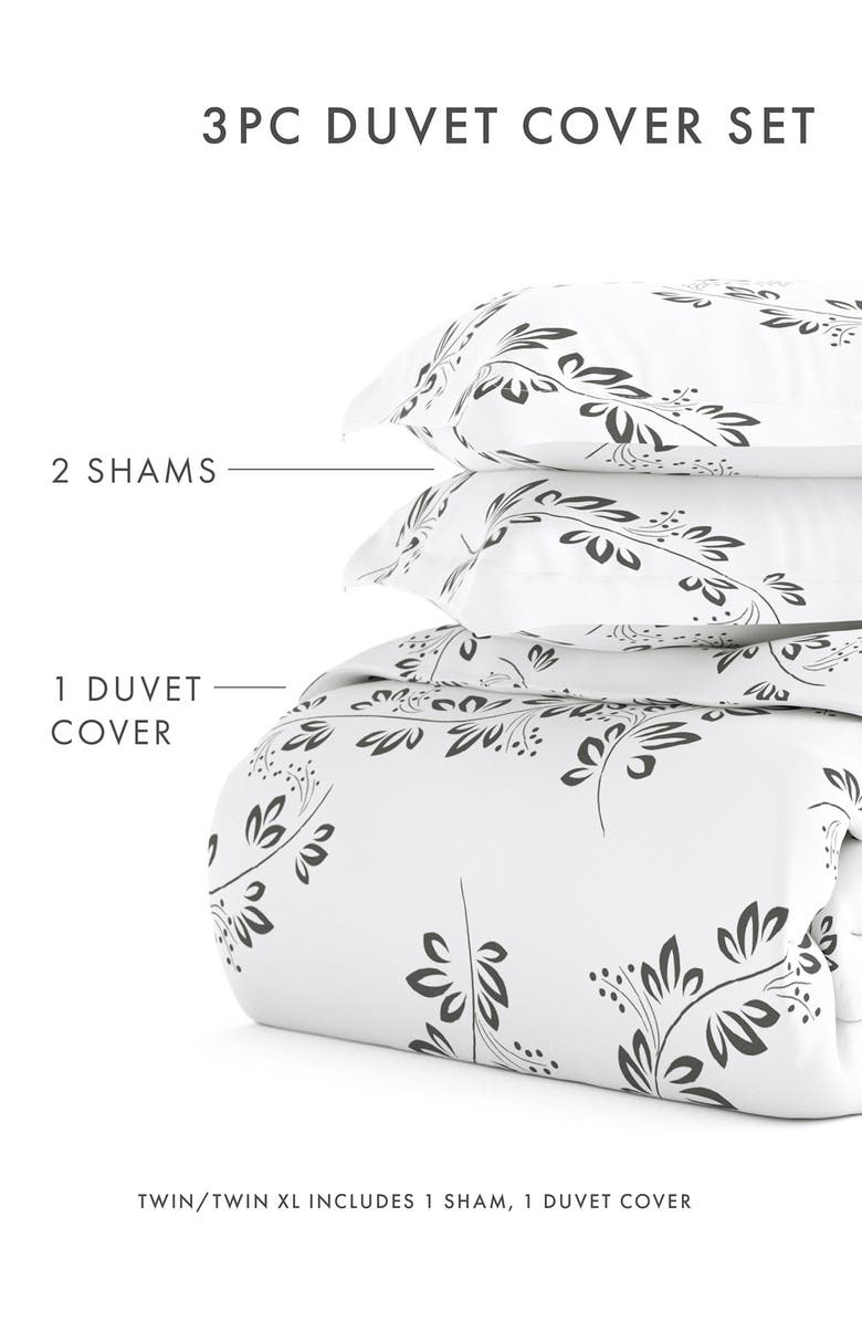 HOMESPUN Home Spun Premium Ultra Soft 3-Piece Simple Vine Print Duvet Cover Set, Alternate, color, Gray