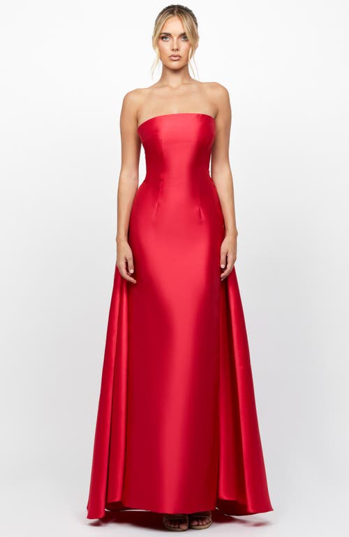 Bariano Grayce Strapless Satin Gown In Red