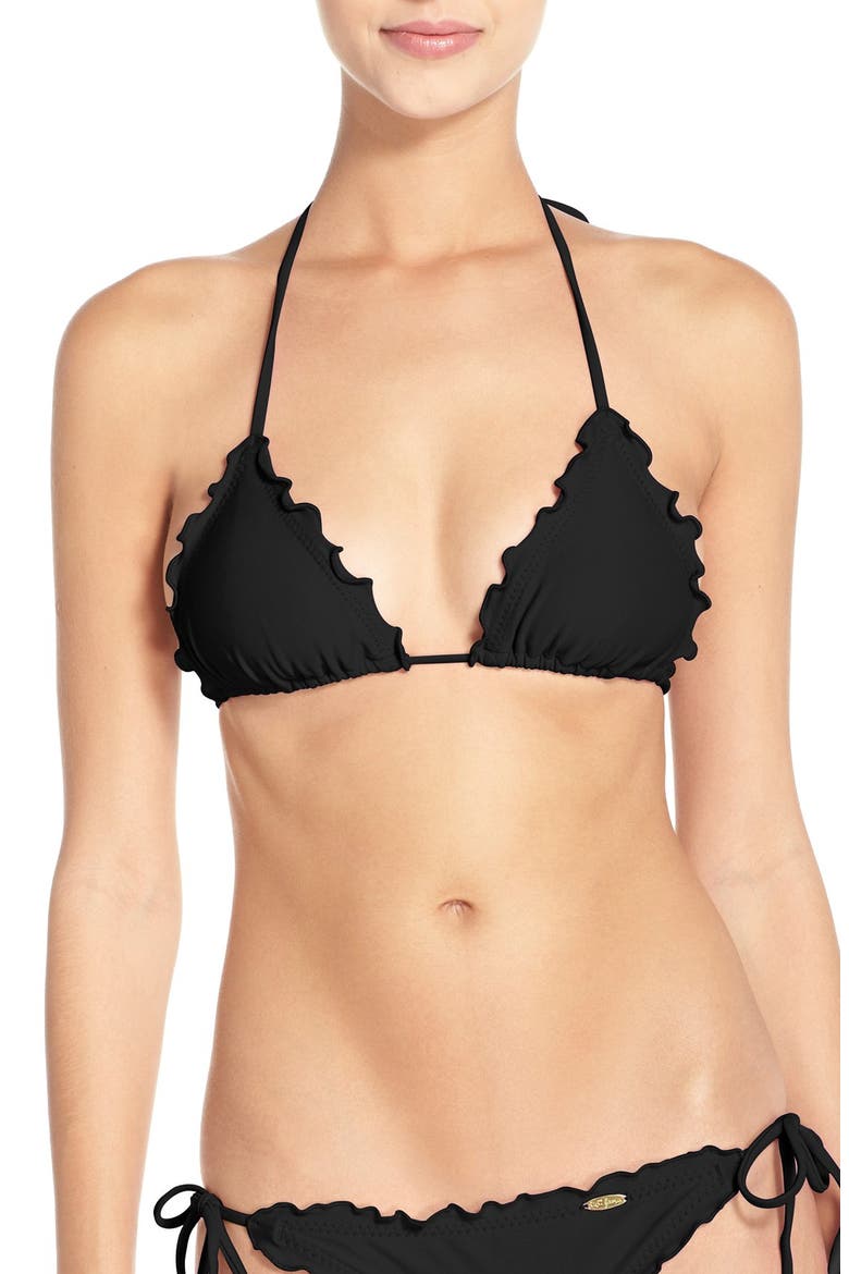 'Wavy' Bikini Top, Main, color, BLACK