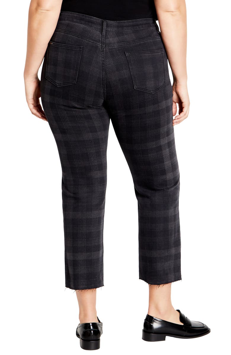 City Chic Harley Fit Baylee Crop Straight Leg Jeans, Alternate, color, Grey Check