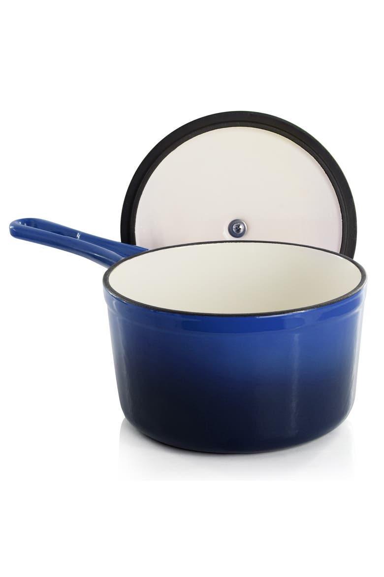 2 Quart Enameled Cast Iron Sauce Pan, Alternate, color, Dark Blue