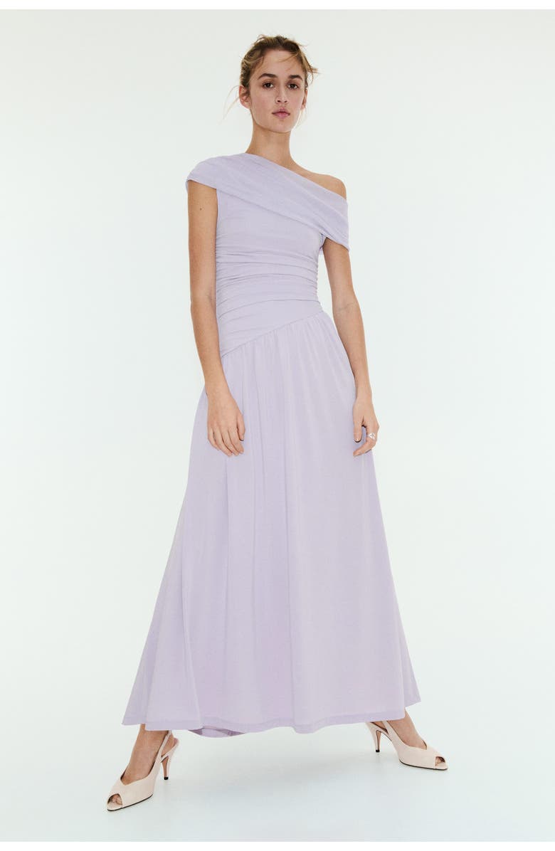H&M Draped one-shoulder jersey dress, Alternate, color, Light Dusty Purple