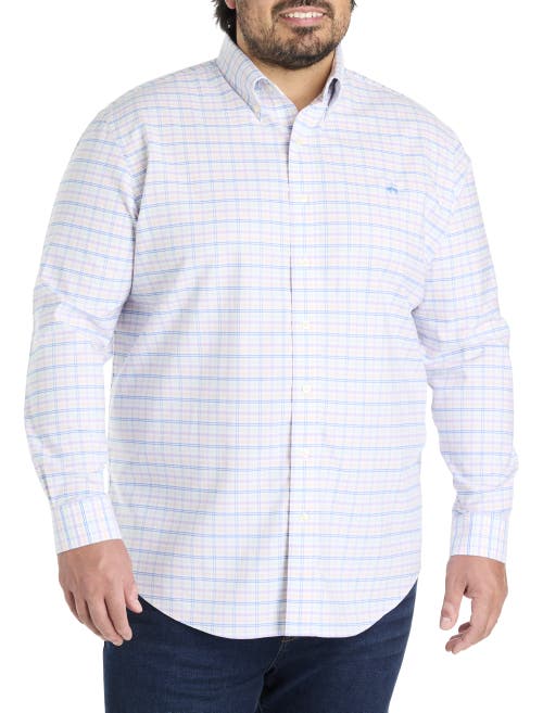 B+t Essentials Fit By Dxl Big & Tall  Non-iron Multi Check Sport Shirt In Hydrangea Multi