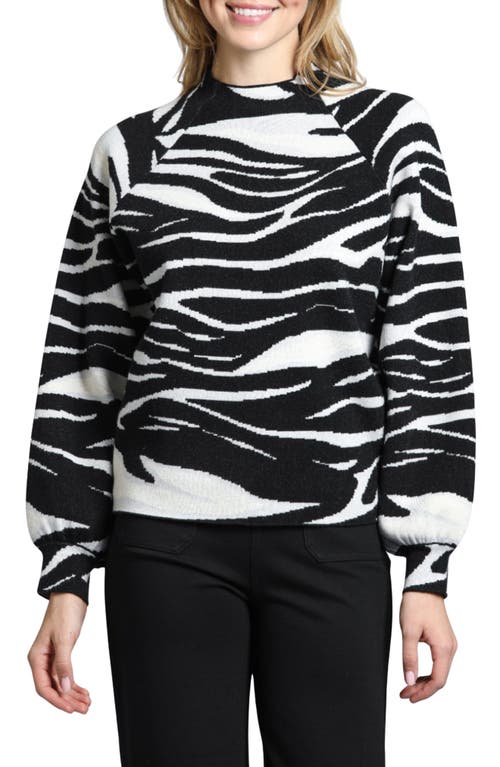 APNY Zebra Puff Sleeve Sweater in Black/White 