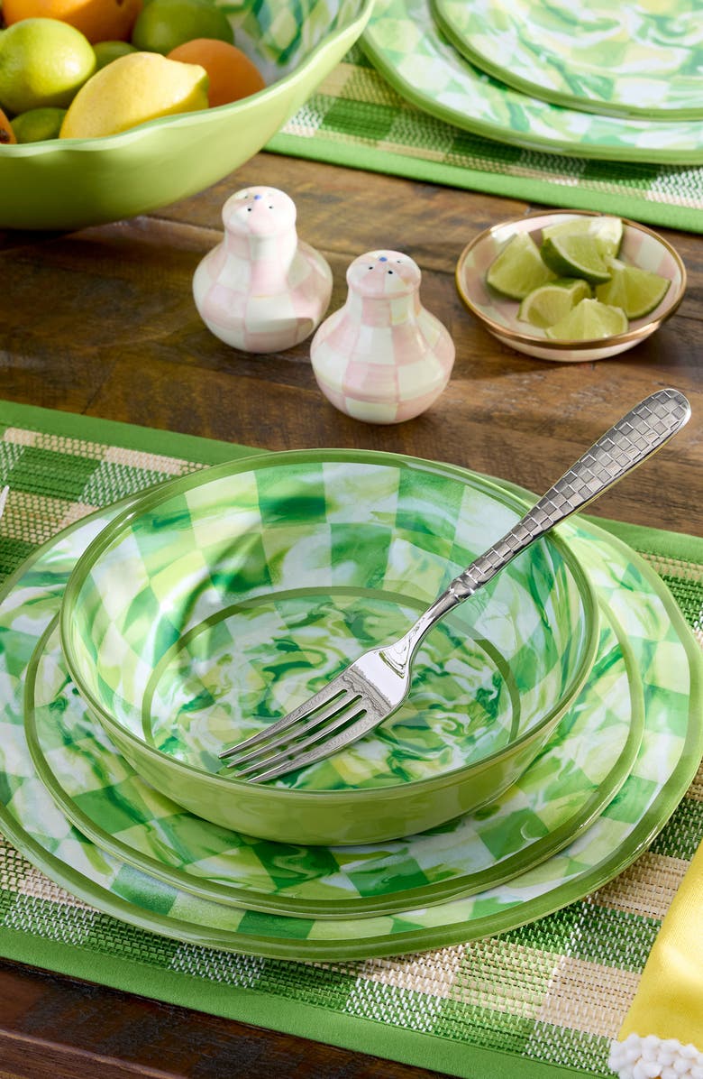 MACKENZIE CHILDS Green Marble Check Set of 4 Small Melamine Bowls, Alternate, color, Green