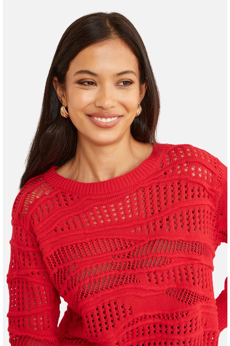 Wave Pointelle Knitted Jumper, Alternate, color, Red
