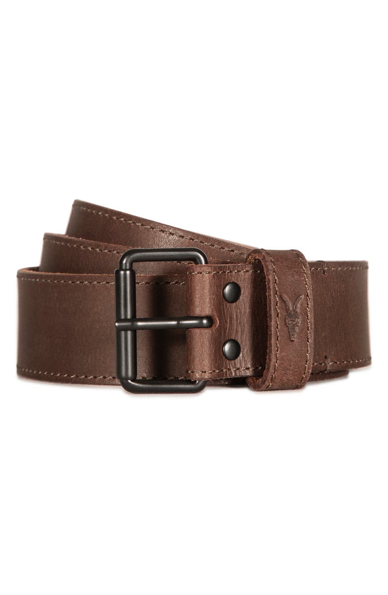 AllSaints Stitched Edge Leather Belt, Main, color,