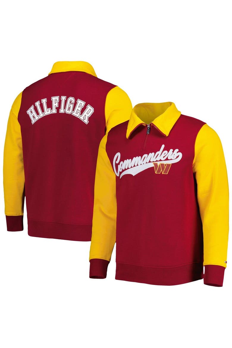 Men's Tommy Hilfiger Burgundy/Gold Washington Commanders Aiden Quarter-Zip Sweatshirt, Main, color, Burgundy