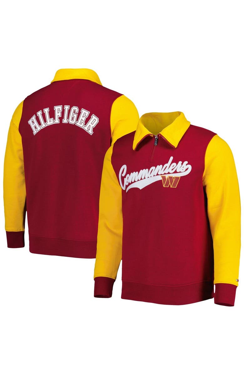Tommy Hilfiger Men's Tommy Hilfiger Burgundy/Gold Washington Commanders Aiden Quarter-Zip Sweatshirt, Main, color, Burgundy