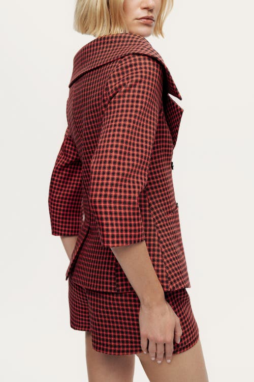 Nocturne Checked Portrait Collar Double-breasted Jacket In Multi