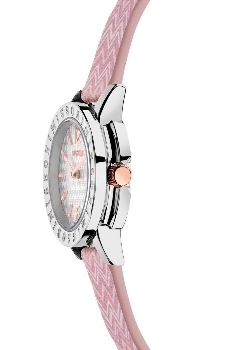 Missoni Estate Leather Strap Watch, 27mm, Alternate, color, Stainless Steel