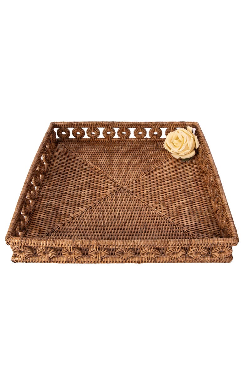 Inna Rattan Square Tray, Alternate, color, Honey Brown