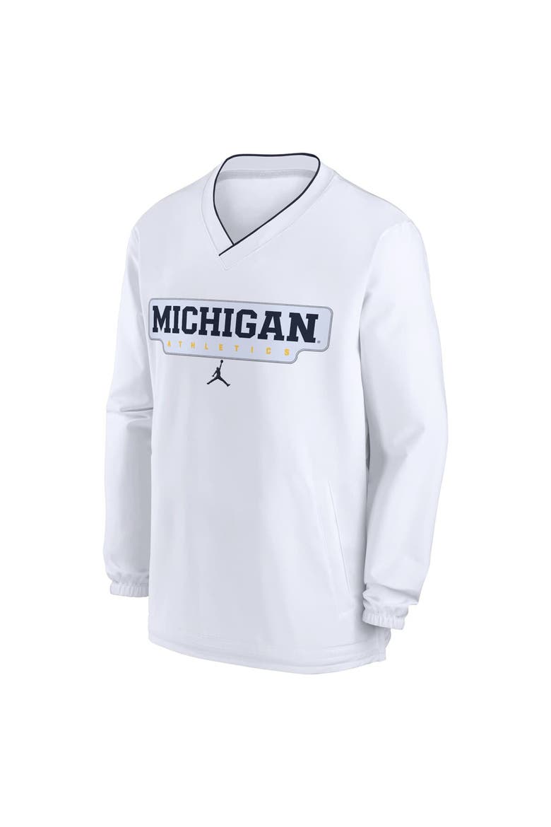 Men's Jordan Brand White Michigan Wolverines 2024 Sideline Pullover Windshirt, Alternate, color, White