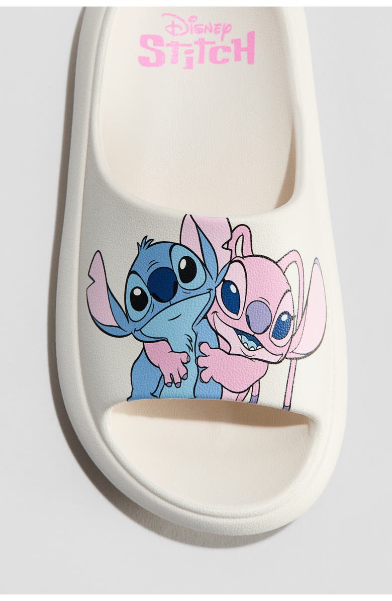 H&M Molded pool slide shoes, Alternate, color, Cream/Lilo & Stitch