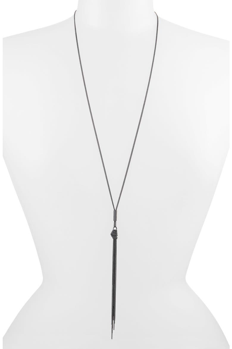 Knotted Chain Y-Necklace, Main, color, WORN HEMATITE