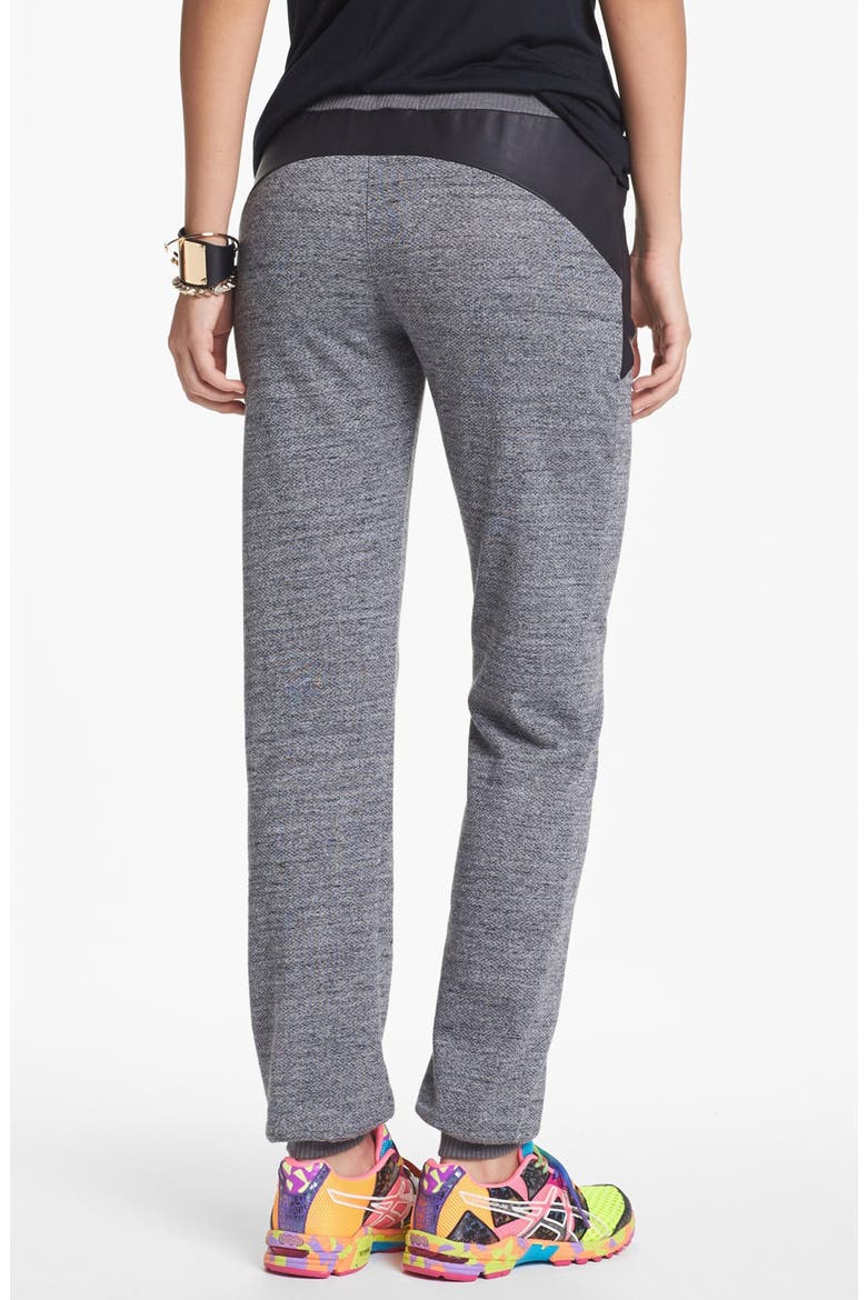 Faux Leather Inset Sweatpants, Alternate, color, CHARCOAL
