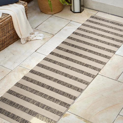 Jonathan Y Aveiro Wide Stripe Indoor/outdoor Area Rug In Beige/brown