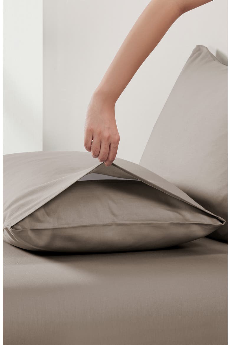 Set of 2 Pillowcases - Signature Comfort 100% Egyptian Cotton Percale, Alternate, color, Mushroom Taupe