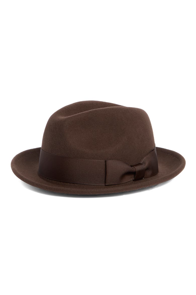 Wool Felt Fedora, Main, color, BROWN